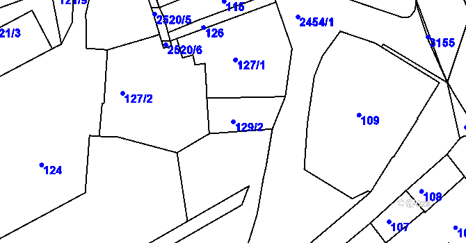 Parcela st. 129/2 v KÚ Jeseník, Katastrální mapa