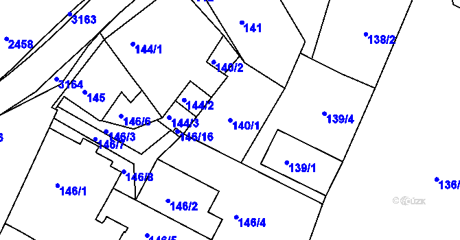 Parcela st. 140/1 v KÚ Jeseník, Katastrální mapa