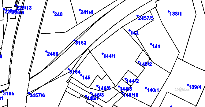 Parcela st. 144/1 v KÚ Jeseník, Katastrální mapa