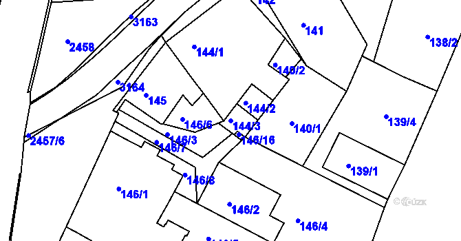 Parcela st. 144/3 v KÚ Jeseník, Katastrální mapa