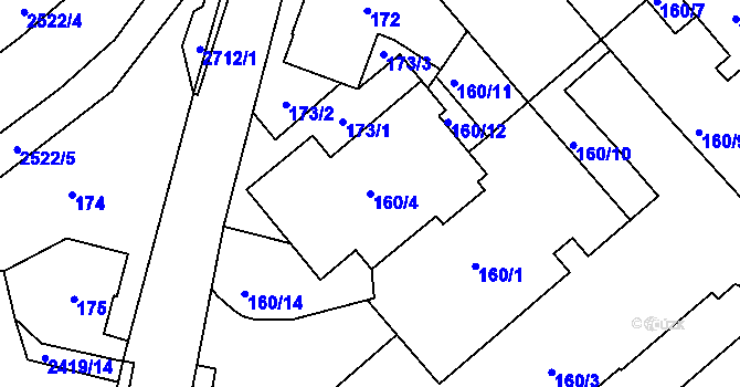 Parcela st. 160/4 v KÚ Jeseník, Katastrální mapa