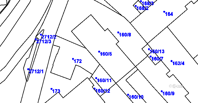 Parcela st. 160/5 v KÚ Jeseník, Katastrální mapa