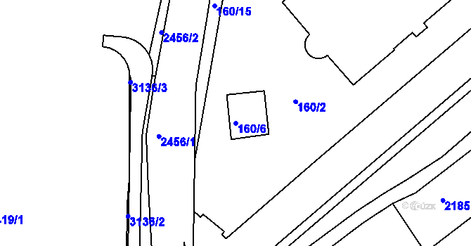 Parcela st. 160/6 v KÚ Jeseník, Katastrální mapa