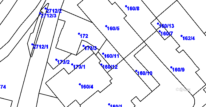 Parcela st. 160/11 v KÚ Jeseník, Katastrální mapa