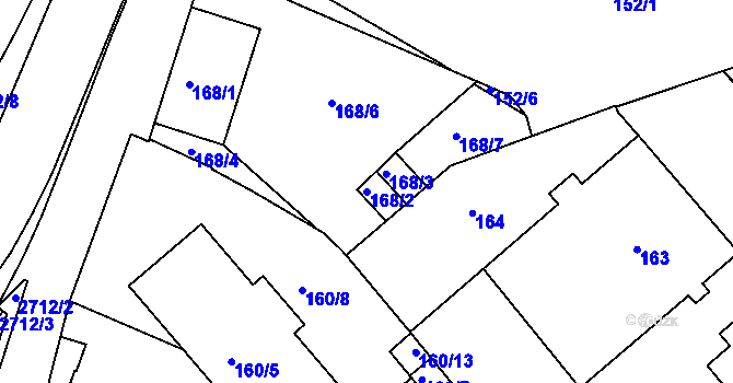 Parcela st. 168/2 v KÚ Jeseník, Katastrální mapa