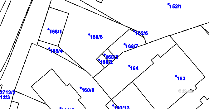 Parcela st. 168/3 v KÚ Jeseník, Katastrální mapa