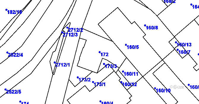 Parcela st. 172 v KÚ Jeseník, Katastrální mapa