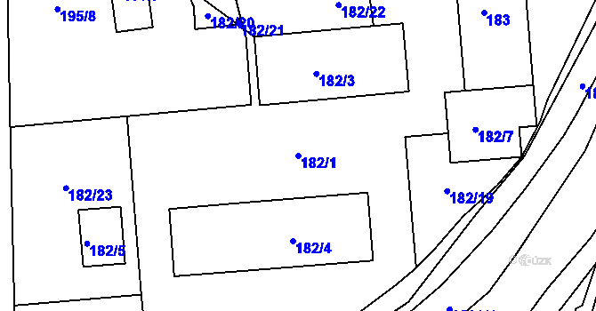 Parcela st. 182/1 v KÚ Jeseník, Katastrální mapa