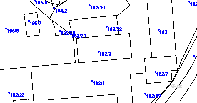 Parcela st. 182/3 v KÚ Jeseník, Katastrální mapa