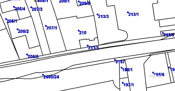 Parcela st. 211/1 v KÚ Jeseník, Katastrální mapa