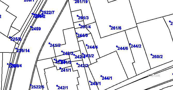 Parcela st. 244/4 v KÚ Jeseník, Katastrální mapa
