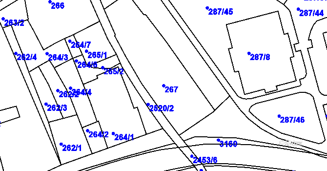 Parcela st. 267 v KÚ Jeseník, Katastrální mapa