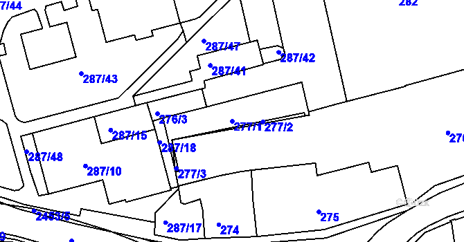 Parcela st. 277/1 v KÚ Jeseník, Katastrální mapa