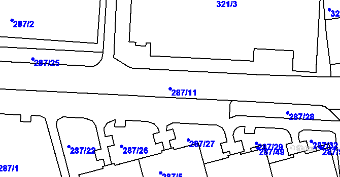 Parcela st. 287/11 v KÚ Jeseník, Katastrální mapa
