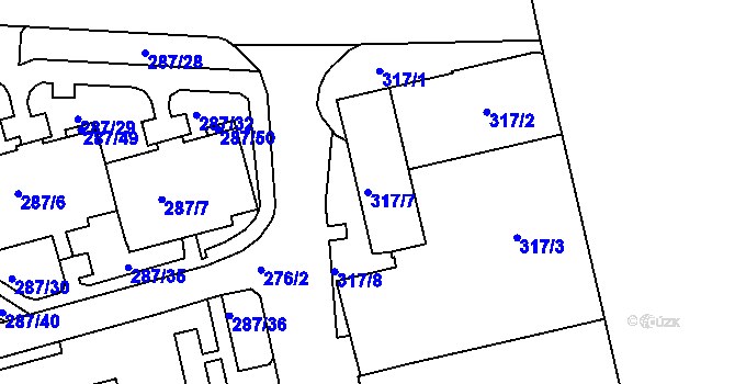Parcela st. 317/7 v KÚ Jeseník, Katastrální mapa
