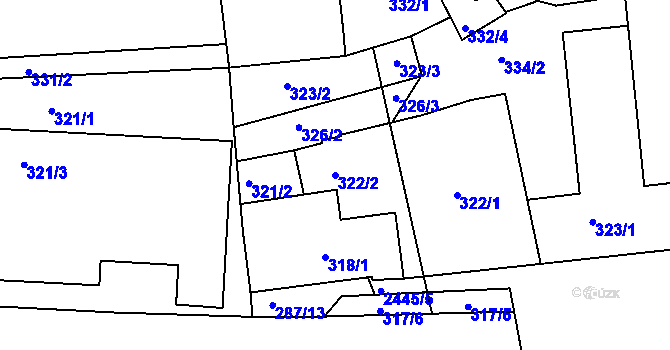 Parcela st. 322/2 v KÚ Jeseník, Katastrální mapa