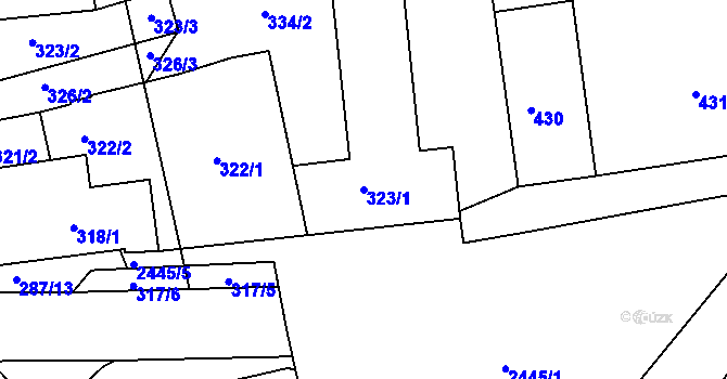 Parcela st. 323/1 v KÚ Jeseník, Katastrální mapa
