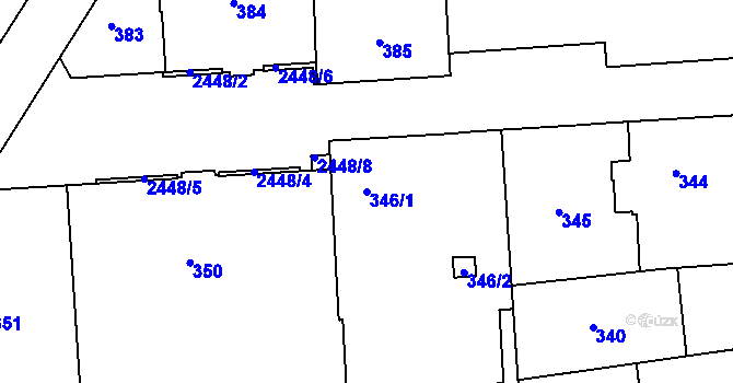 Parcela st. 346/1 v KÚ Jeseník, Katastrální mapa