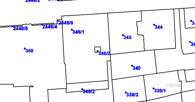 Parcela st. 346/2 v KÚ Jeseník, Katastrální mapa