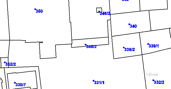 Parcela st. 348/2 v KÚ Jeseník, Katastrální mapa