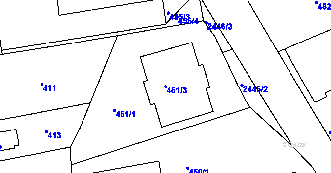 Parcela st. 451/3 v KÚ Jeseník, Katastrální mapa
