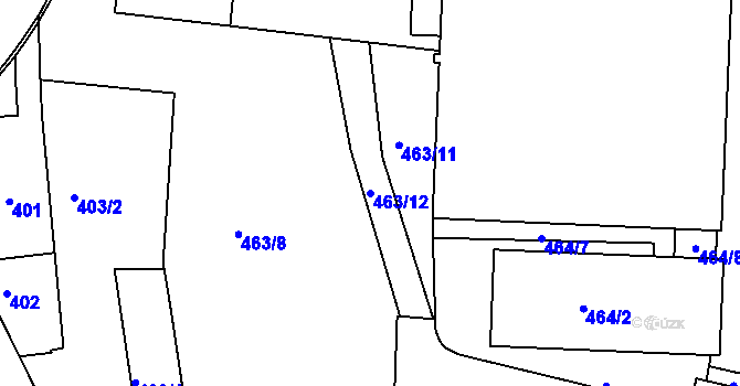 Parcela st. 463/12 v KÚ Jeseník, Katastrální mapa