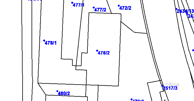 Parcela st. 478/2 v KÚ Jeseník, Katastrální mapa