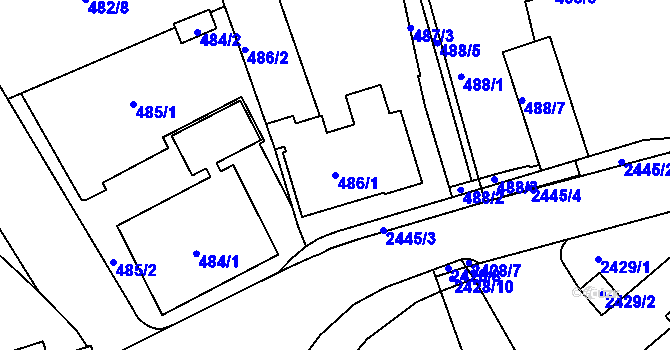 Parcela st. 486/1 v KÚ Jeseník, Katastrální mapa