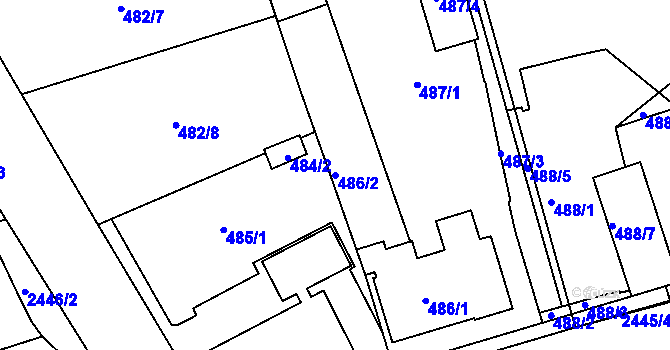 Parcela st. 486/2 v KÚ Jeseník, Katastrální mapa
