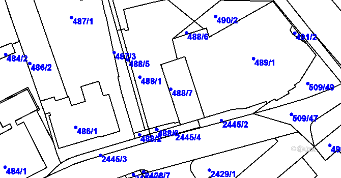 Parcela st. 488/7 v KÚ Jeseník, Katastrální mapa