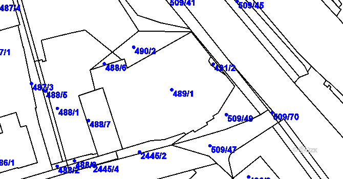 Parcela st. 489/1 v KÚ Jeseník, Katastrální mapa