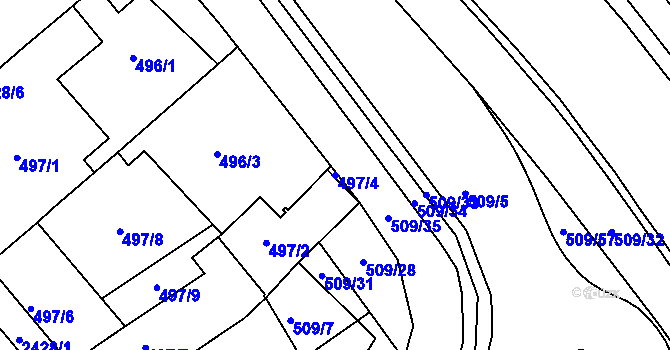 Parcela st. 497/4 v KÚ Jeseník, Katastrální mapa