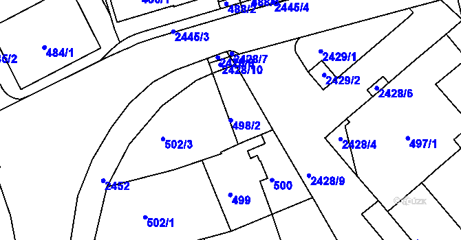 Parcela st. 498/2 v KÚ Jeseník, Katastrální mapa