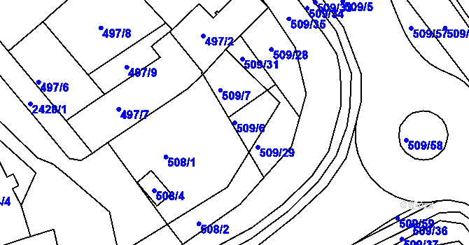 Parcela st. 509/6 v KÚ Jeseník, Katastrální mapa