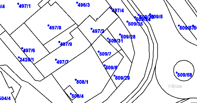 Parcela st. 509/7 v KÚ Jeseník, Katastrální mapa