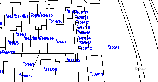 Parcela st. 509/13 v KÚ Jeseník, Katastrální mapa
