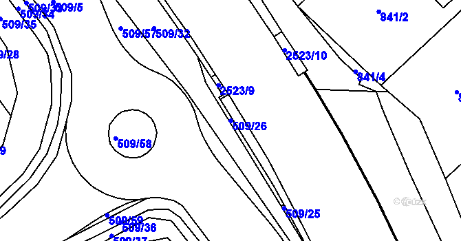 Parcela st. 509/26 v KÚ Jeseník, Katastrální mapa