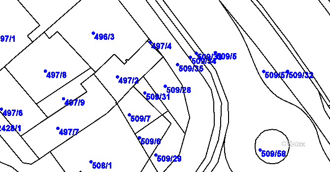 Parcela st. 509/28 v KÚ Jeseník, Katastrální mapa