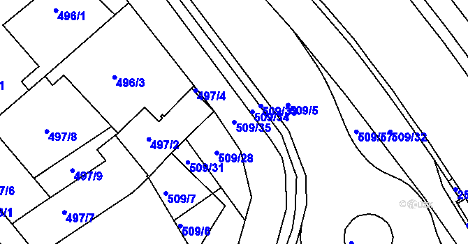 Parcela st. 509/35 v KÚ Jeseník, Katastrální mapa