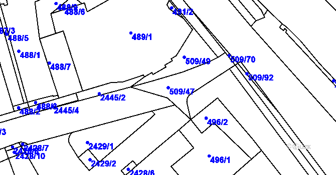 Parcela st. 509/47 v KÚ Jeseník, Katastrální mapa