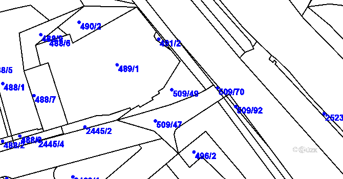 Parcela st. 509/49 v KÚ Jeseník, Katastrální mapa