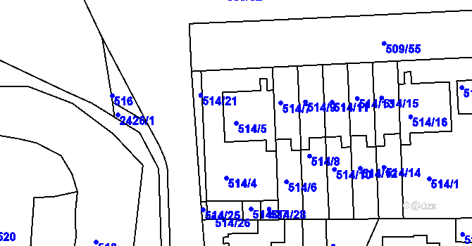 Parcela st. 514/5 v KÚ Jeseník, Katastrální mapa