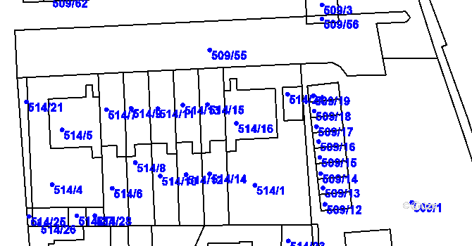 Parcela st. 514/16 v KÚ Jeseník, Katastrální mapa