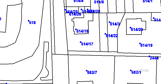 Parcela st. 514/17 v KÚ Jeseník, Katastrální mapa
