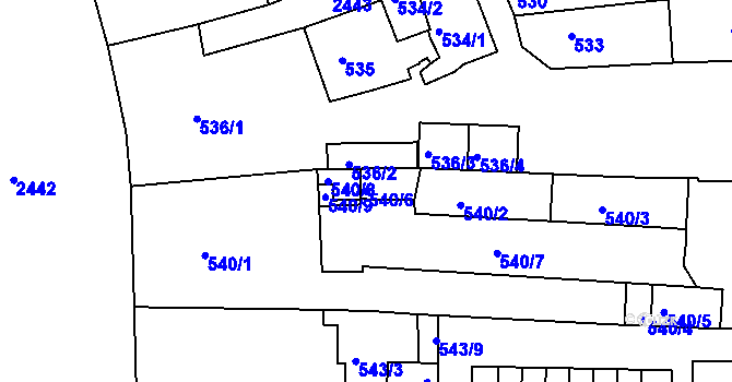 Parcela st. 540/6 v KÚ Jeseník, Katastrální mapa