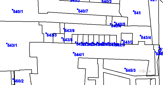 Parcela st. 542/3 v KÚ Jeseník, Katastrální mapa