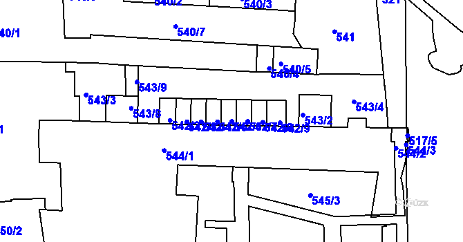 Parcela st. 542/6 v KÚ Jeseník, Katastrální mapa