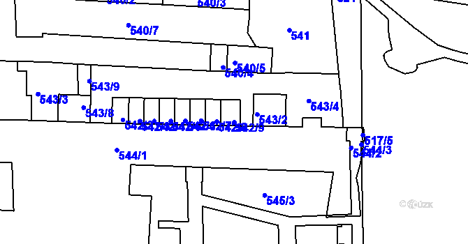 Parcela st. 542/9 v KÚ Jeseník, Katastrální mapa
