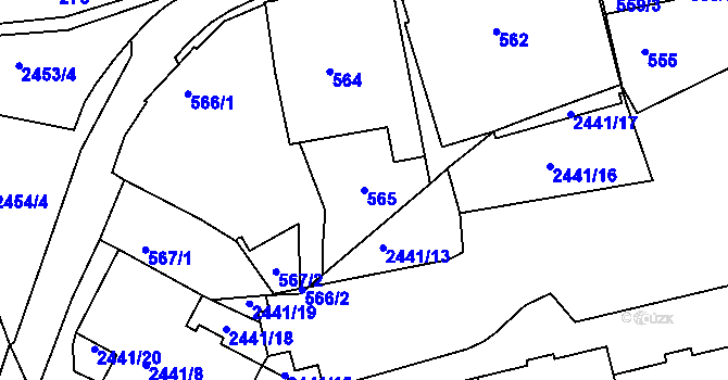 Parcela st. 565 v KÚ Jeseník, Katastrální mapa