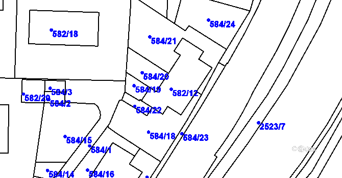 Parcela st. 582/12 v KÚ Jeseník, Katastrální mapa